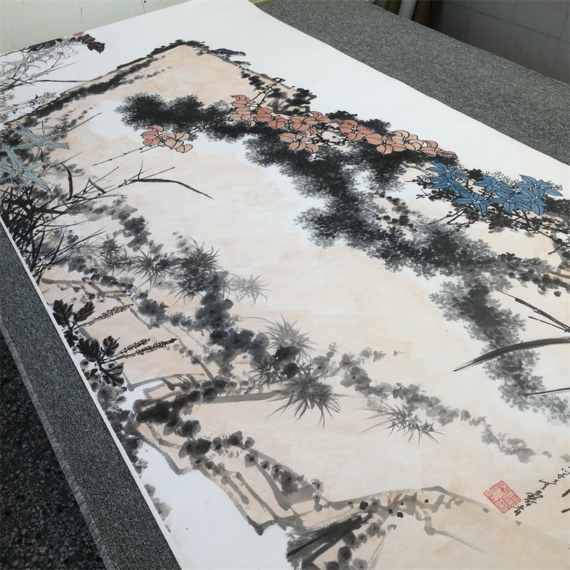 潘天寿 记写雁荡山花国画水墨画写意画微喷复制画宣纸画芯装饰画
