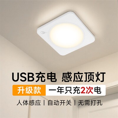 充电款大容量吸顶灯免布线免打孔走廊入户门过道楼梯人体感应灯