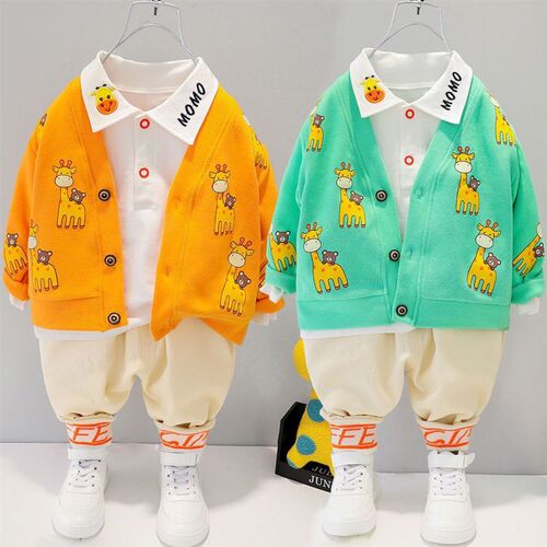 2022新款男童春装0-1-2-4岁宝宝3衣服儿童6-12个月洋气三件套装潮