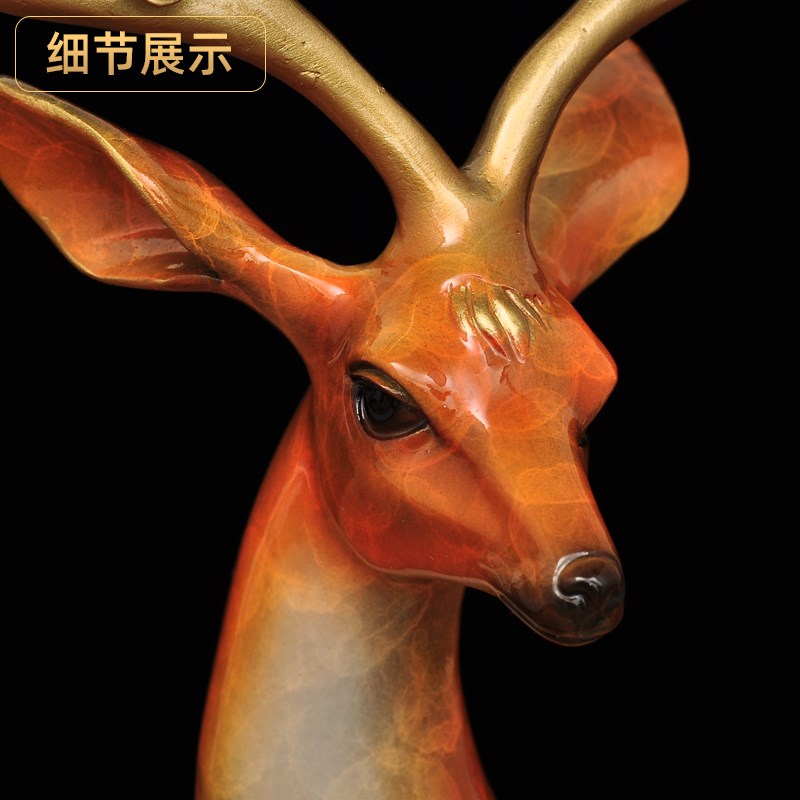 彩铜梅花鹿摆件铜鹿家居客厅玄关一鹿有你装饰品摆设乔迁新居礼品