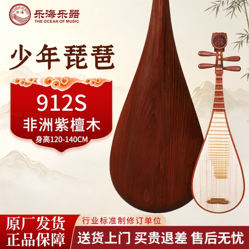 乐海少年中号琵琶儿童成人过渡款非洲紫檀木花开富贵头饰 912S