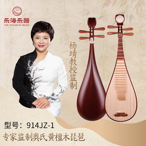 乐海琵琶杨靖监制奥氏黄檀木材质原木色花开富贵头饰琵琶 914JZ-1
