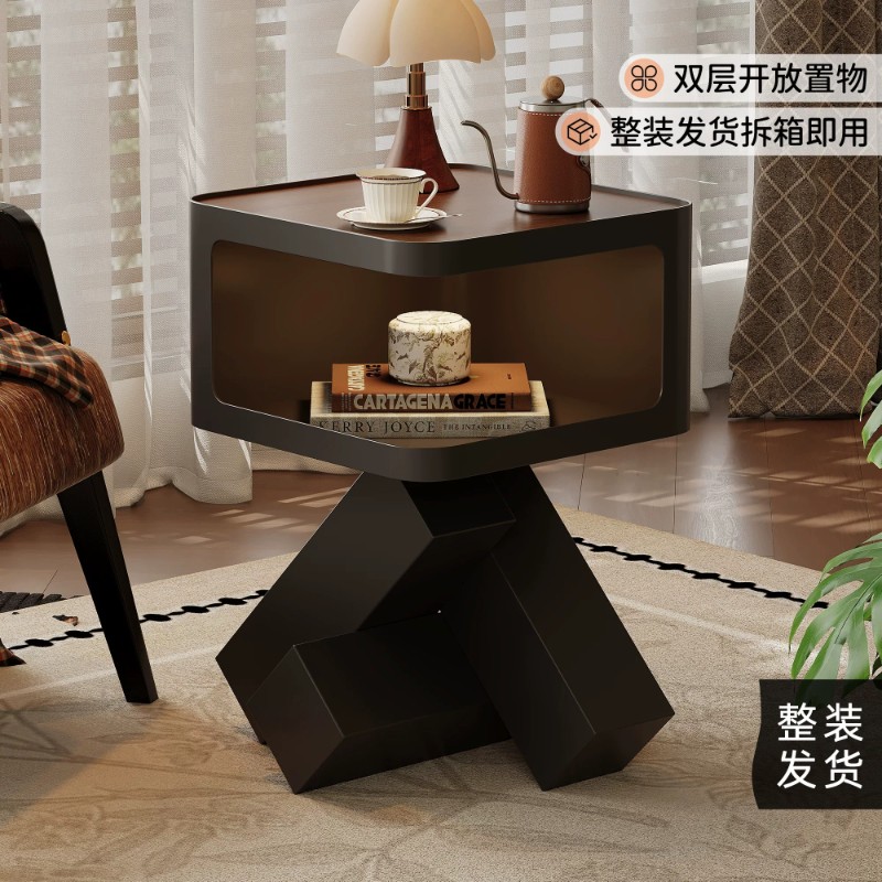中古风小推车边几创意零食置物架