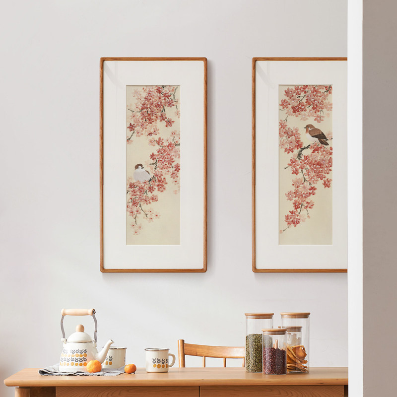 张英琦x寓意好花鸟画入户玄关装饰画新中式双联走廊过道竖版挂画