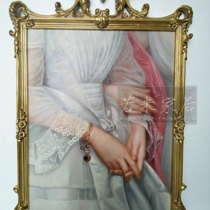 73x106亮金人物油画小女孩玄关索菲特酒店白婚纱店挂画双手油画