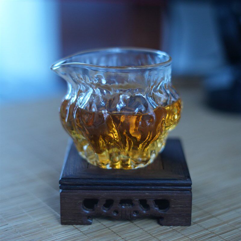 锤纹耐热玻璃公道杯核桃纹加厚水波纹公道杯大号分茶器茶海