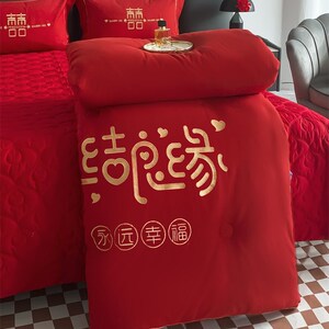 高档结婚庆大豆纤维被子大红色喜庆冬被春秋被芯保暖加厚四季通用