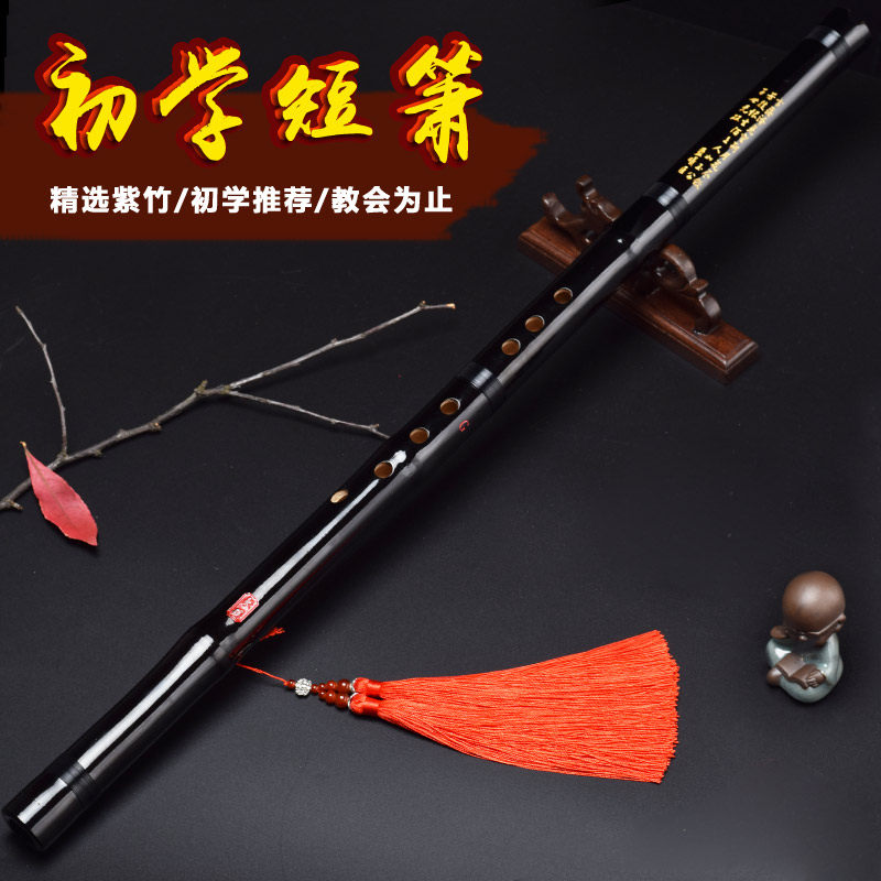 短萧紫竹箫洞萧短箫随身初学八孔女古风黑高档古萧成人入门乐器潇
