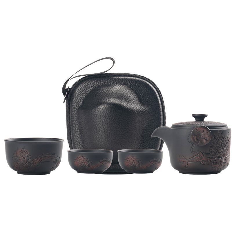 紫陶快客杯一壶一杯单个人专用紫砂便携式旅行茶具手抓泡茶壶茶杯