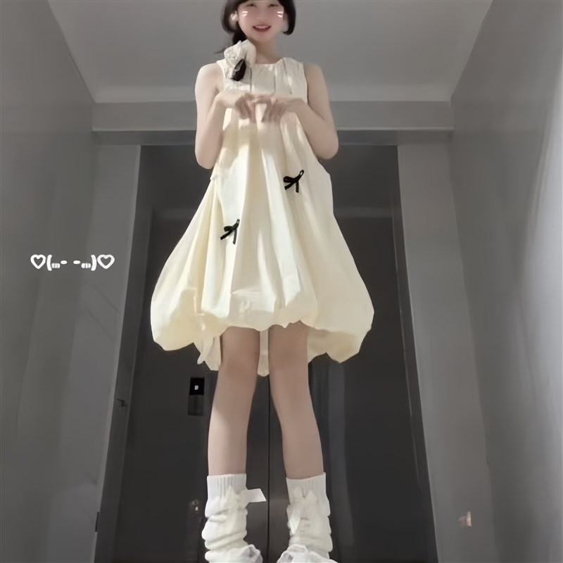 女童法式背心无袖连衣裙子2u025夏季新款高级感蓬蓬公主气质花苞图片