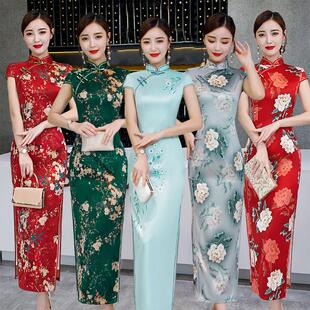 新式真丝长款旗袍夏装2021年新款年轻款少女改良版连衣裙日常网红