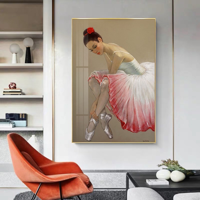 芭蕾舞女孩装饰画文艺室小众背景墙画艺术钢琴挂画舞蹈旁画晶网红