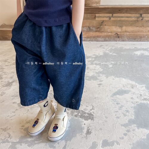 儿童牛仔七分裤中裤夏季韩版童裤男女童短裤女宝宝水洗棉休闲裤