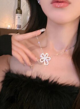 镶锆五瓣花朵项链女款轻奢小众高级设计感20M24新款爆款锁骨链气
