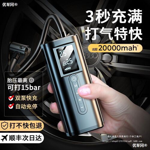 汽车充气泵宝双缸筒用轮胎车胎高压小轿车电动汽车车载无线便携式