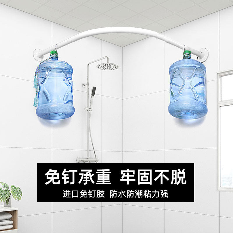 中式弧形浴帘防水布加厚防霉 L形淋浴遮挡帘卫生间挂帘洗澡帘挡水