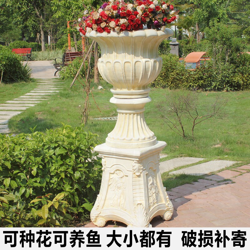 欧式大型透气镁泥复古花盆庭院花园别墅门口门厅落地花瓶摆件模具