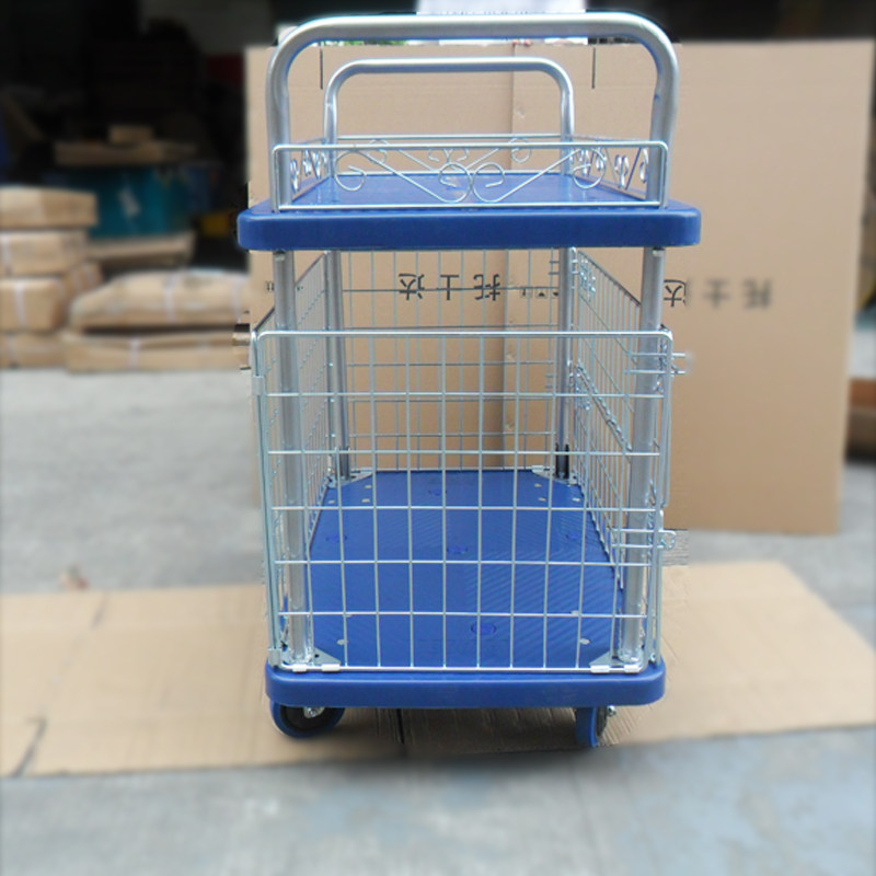网格推车围栏物料车双层车笼车拉货车手推车仓库搬运车推货车网车