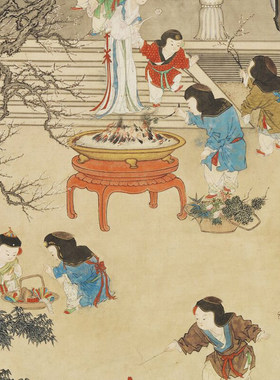 清姚文瀚岁朝欢庆图高清微喷画临摹画稿客厅办公装饰画挂画心