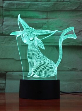 神奇宝贝伊布ed灯3d小夜灯遥控插电儿童房卡通台灯男孩卧室床头灯