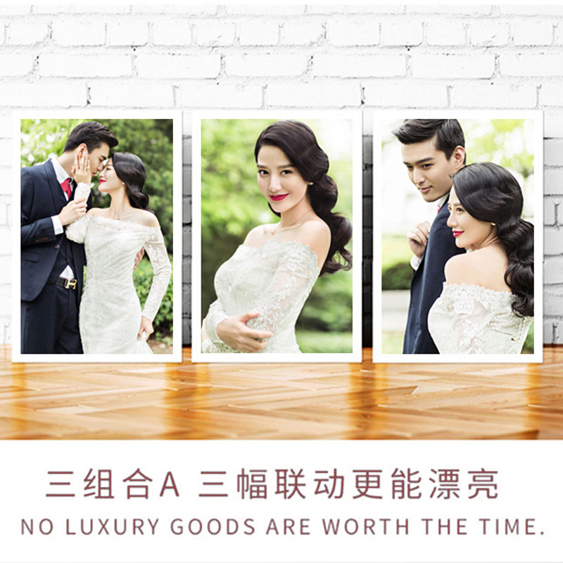 婚纱艺术照挂墙结婚摆台亚克力水晶组合定制相片冲印带相框大尺寸
