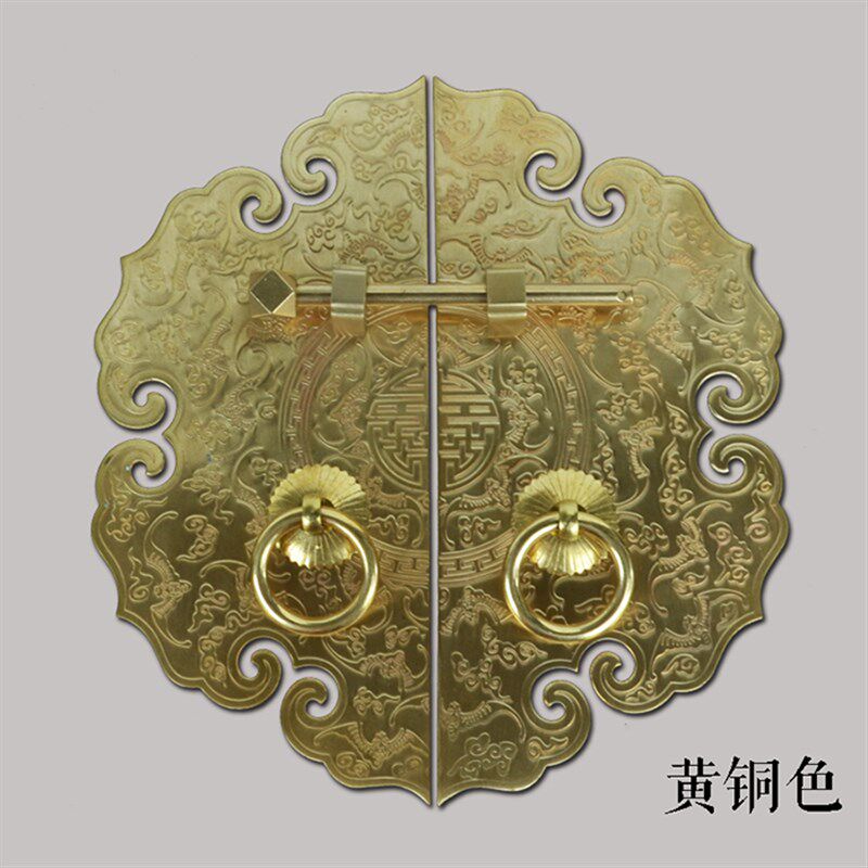 新款加厚欧式橱柜衣柜门刻花纯铜拉手中式家具仿古黑色圆形铜把手