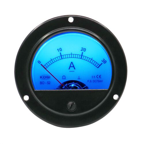 供应 指针式圆形电流表BO-52 DC75mV30A蓝色背光电压12V 电工仪表