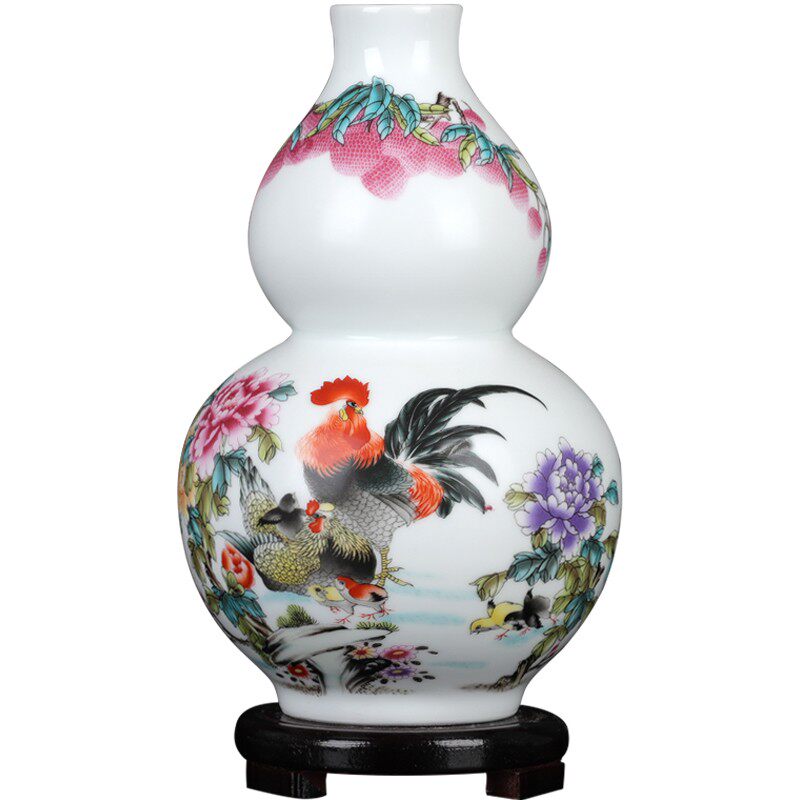 景德镇陶瓷器花瓶葫芦瓶摆件家居客厅酒柜装饰品办公室工艺品摆设
