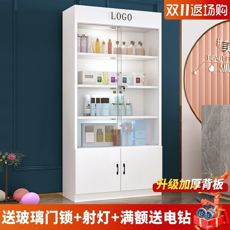 玻璃展示柜商用玻璃门礼品柜货柜化妆品产品陈列柜展柜美容院柜子