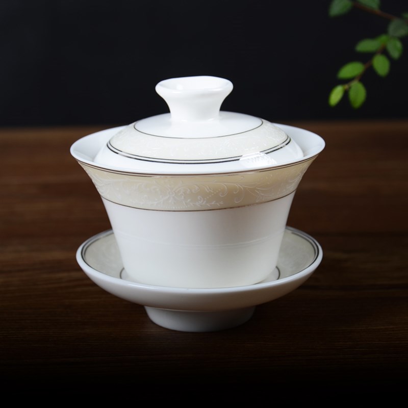 雅诚窑 潮州陶瓷功夫茶具圆形蓄水茶盘茶备盖碗多人家用整大套装