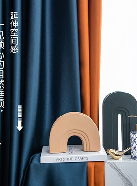 隔音隔热全遮光窗帘2024新款卧室阳台加厚防晒遮阳布料轻奢双拼色