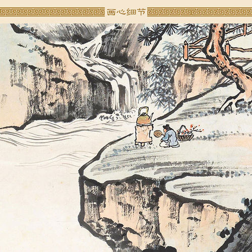 煮茶图人物画像 绢布卷轴挂画 茶馆茶庄茶文化复古装饰字画定制