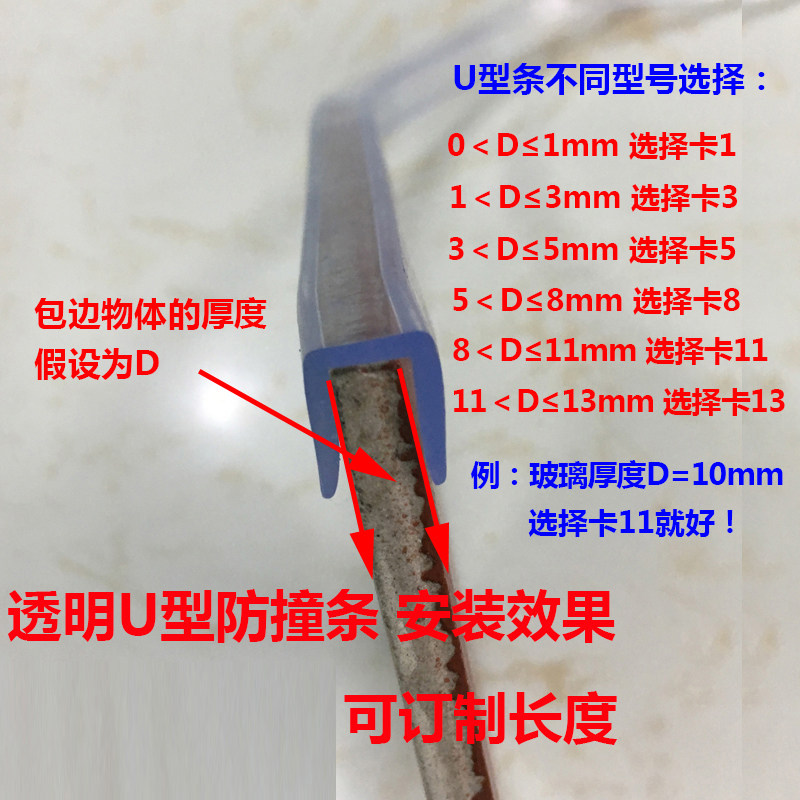 透明包边防撞条儿童U形保护套鱼缸玻璃门茶几桌不锈钢铝铁皮防刮图片