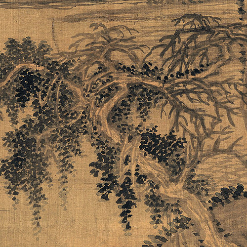 清四王 王翚 仿巨然山水图 高清国画山水临摹底稿仿古画装饰画心