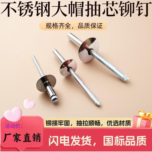 包邮304不锈钢帽檐厢式汽车开口抽芯铆钉柳丁柳钉大帽沿圆头拉钉