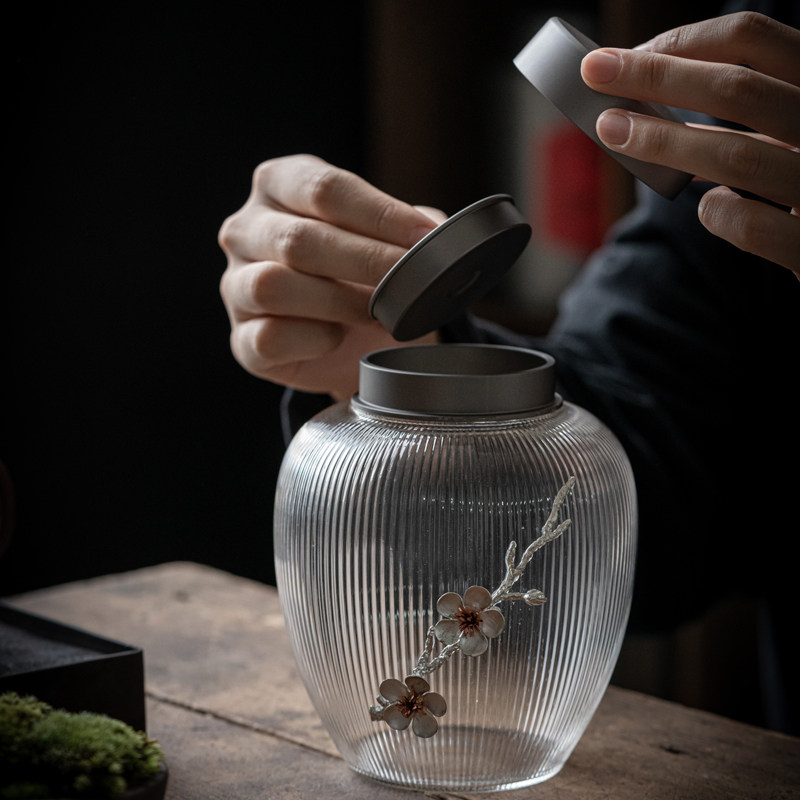馨玉坊玻璃茶叶罐密封罐储物罐防潮茶罐茶仓创意家用收纳透明茶罐