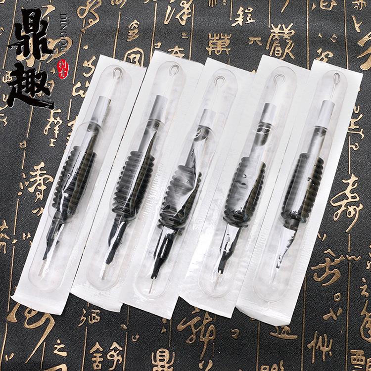 鼎趣19mm 黑色硅胶手柄带针可选尺寸 纹身一次性用品纹身手柄加针