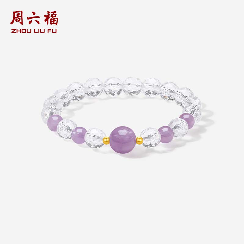 周六福黄18K水晶手串女款