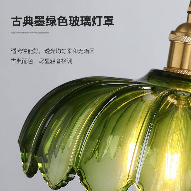 日式过道玄关阳台卧室床头花瓣黄铜吊灯复古北欧吧台餐厅三头吊灯