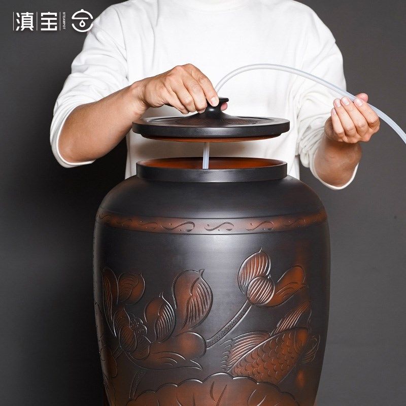 储水桶陶瓷水缸储水用家用老式带盖抽水茶台泡茶储水罐装纯净水桶