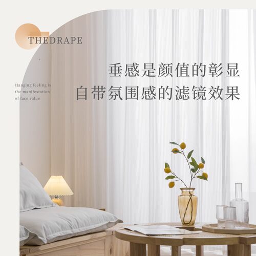 网红竖百叶梦幻帘窗帘白纱纱帘透光不透人2024年新款客厅白色纱幔