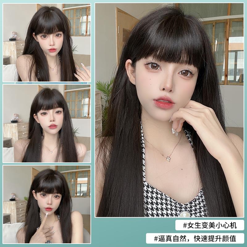 漫画假刘海女 自然前额 真发齐刘海假发片无痕头帘空气刘海假发女