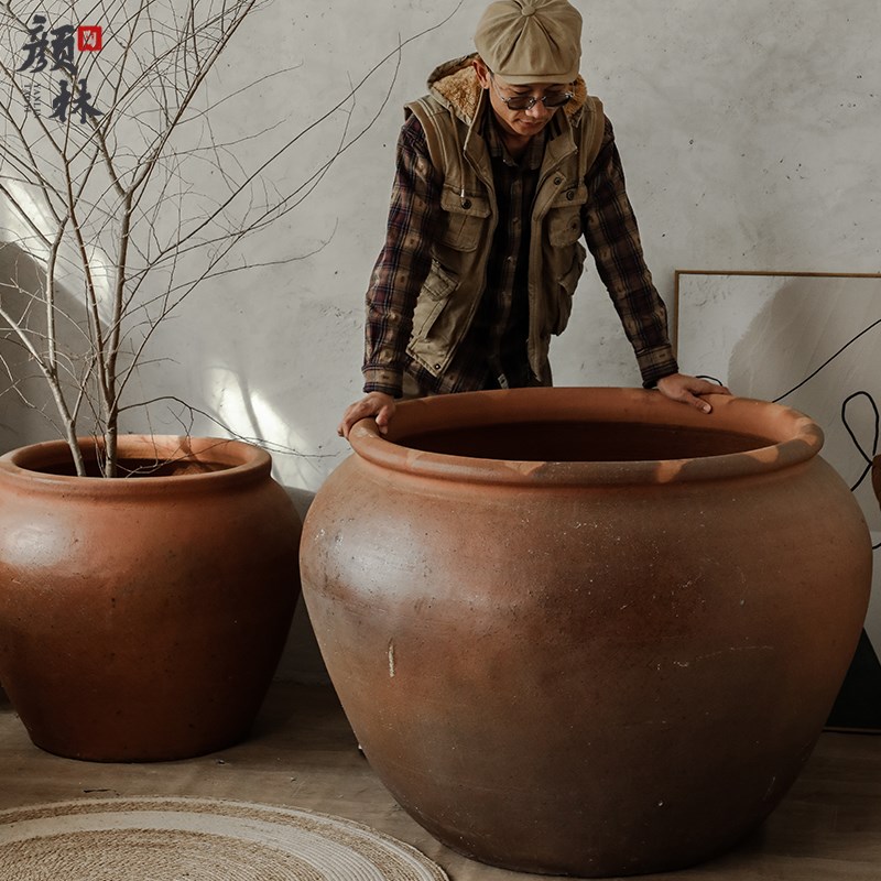 种树大盆特大栽树盆复古民俗翁罐手工陶罐酒店园林景观栽树盆