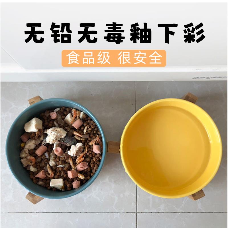 陶瓷猫碗狗狗碗黑色水碗大口径小猫咪饮喝水防打翻不易食盆宠物粮