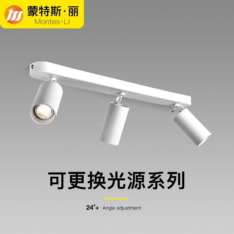 北欧明装双头射灯led天花灯可调角度家用客厅电视背景墙吸顶三头
