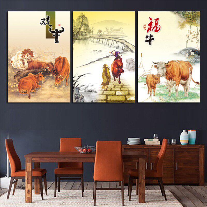 牛肉火锅店装饰画牛肉文化牛肉面馆挂画特色餐厅饭店涮涮锅店壁画
