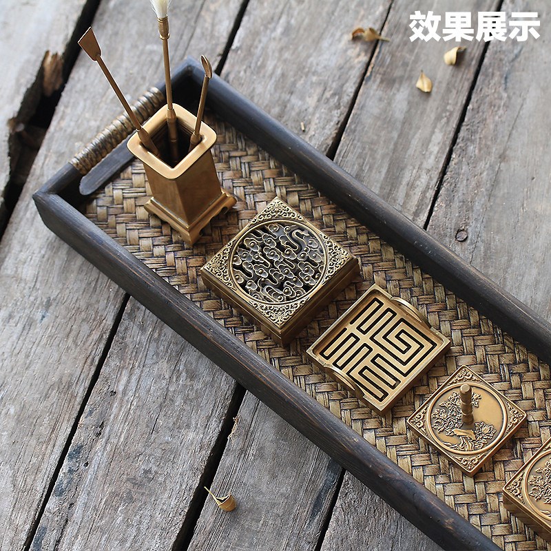 长形香道用盘竹编香盘香道用具套装打篆香具托盘实用托盘用品香席