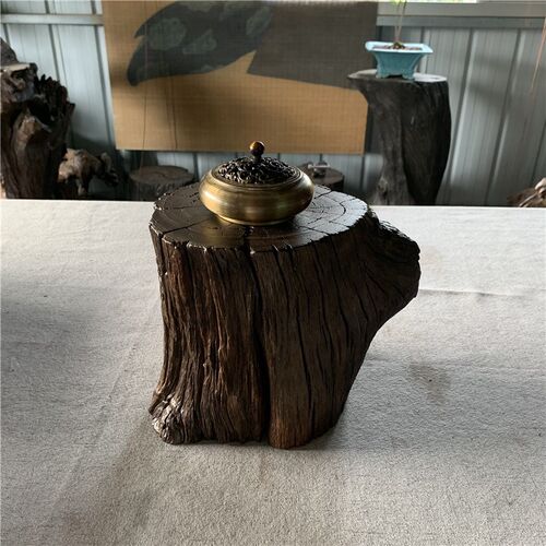 千年乌木实木铁壶隔热垫装饰底座原木天然树桩墩子花盆花瓶摆设垫
