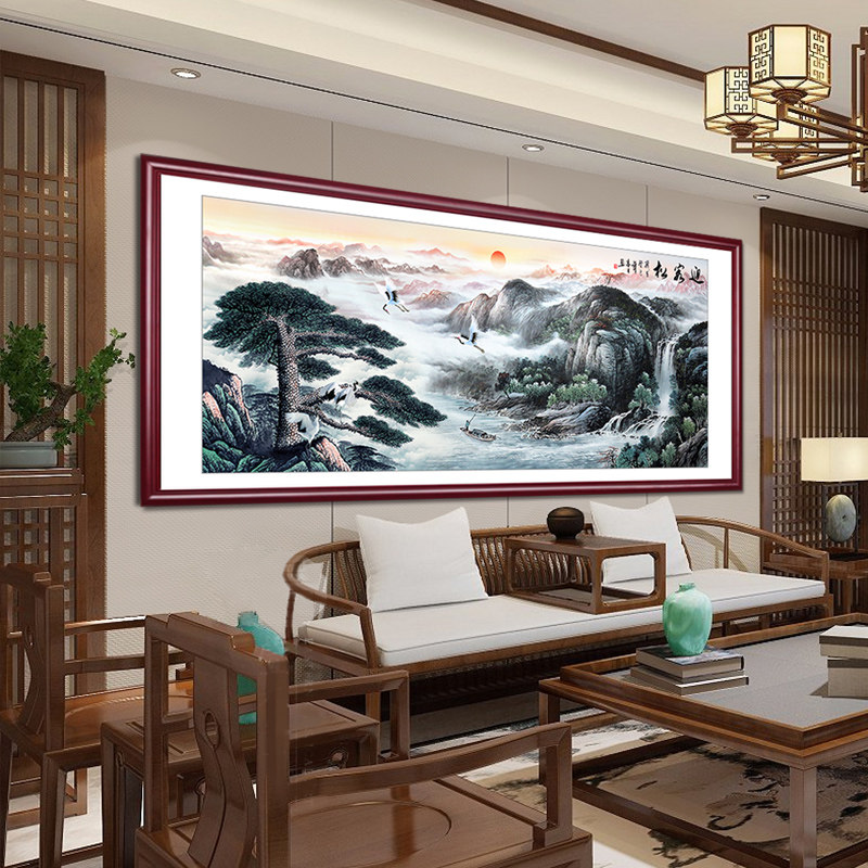 迎客松国画山水画办公室字画装饰挂画中式客厅书房沙发背景墙壁画
