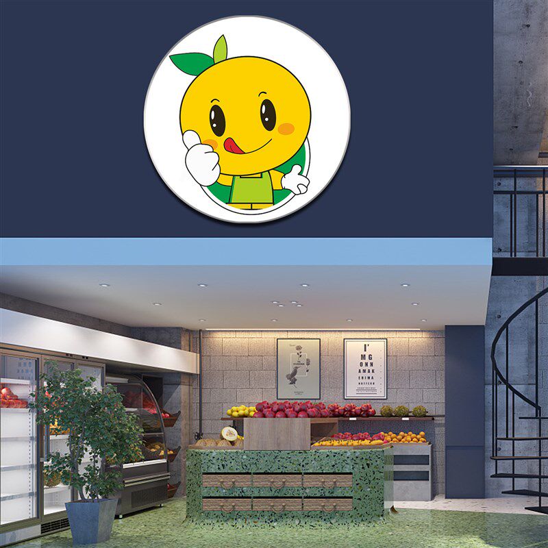 LED圆形广告牌灯箱UV软膜无边框展示牌奶茶店门头卡布挂墙式招牌